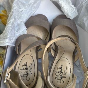 Life Stride Tan Heels with Ankle Strap